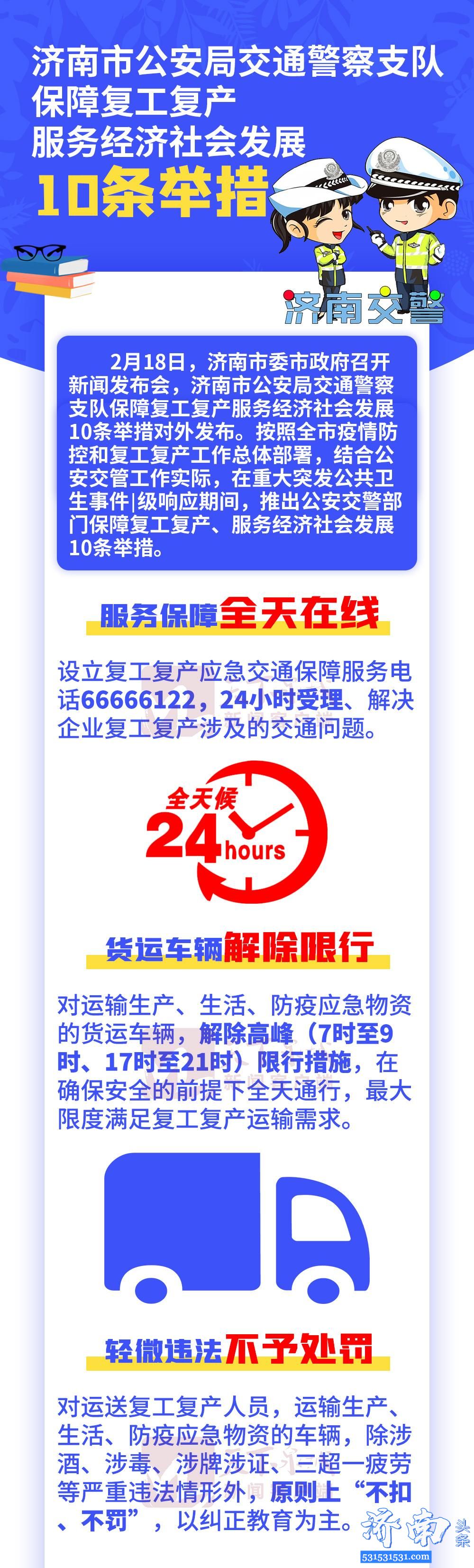 济南交警发布货运解除限行、“交管12123”网上办等多条举措服务复工复产