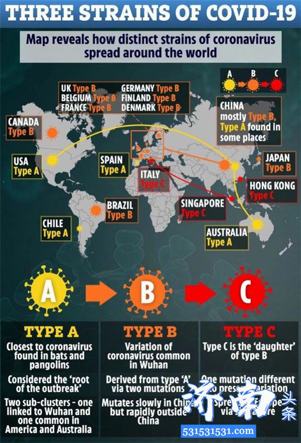 新冠病毒在全球传播中变异成3种不同毒株正在快速突变