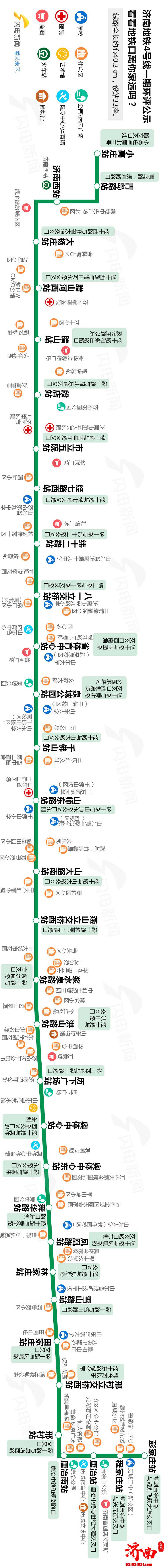 济南地铁4号线一期环评公示 看看地铁口离你家远吗?