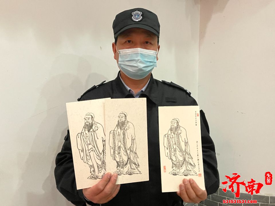 画孔子像的山东博物馆保安 自幼爱好艺术 默默耕耘济南微雕