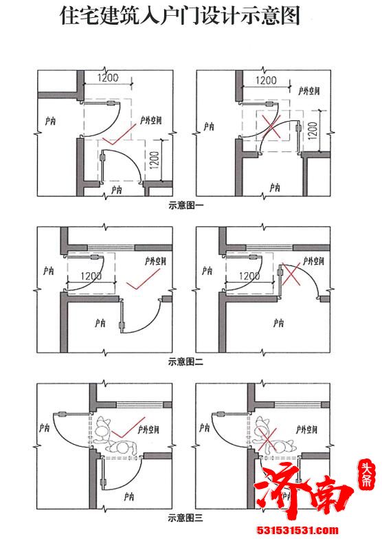 济南住宅楼新规：户门外开范围至少留足1.2米