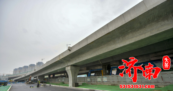 济南二环东高架将军路上桥匝道和桥下道路优化加宽，距离通车不远了