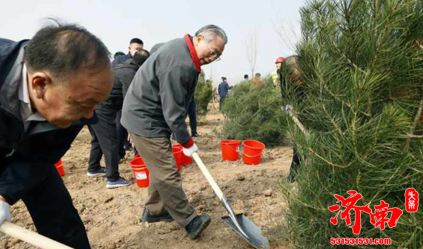 山东省长来到济南新旧动能转换先行区黄河於背区防护林和郊野公园建设现场