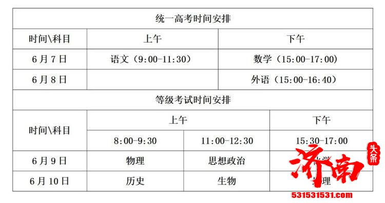 2022年高考将于6月7日-10日进行，济南市共设36个考点