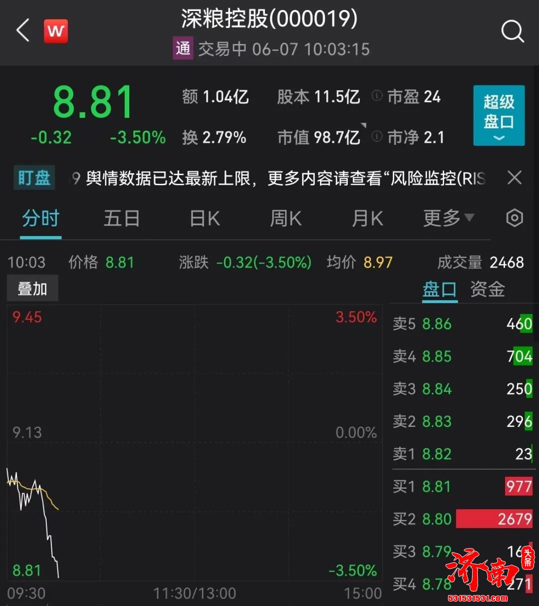 深粮控股（000019.SZ）董事长祝俊明因病逝世，享年58岁