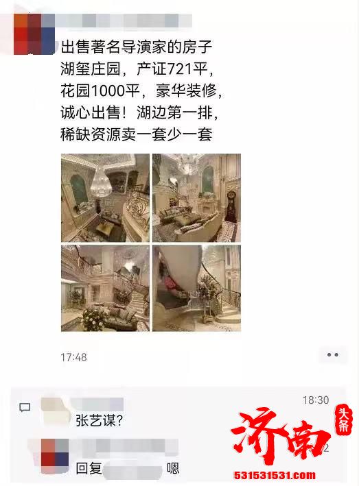 张艺谋急售无锡别墅？妻子陈婷回应只是咨询