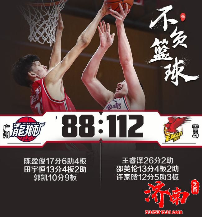 CBA联赛：双青岛112比胜广州 王睿泽给出26分带球队赢比赛
