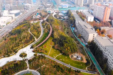 泉城再添新美景 济南中央商务区东西绿廊项目基本建成