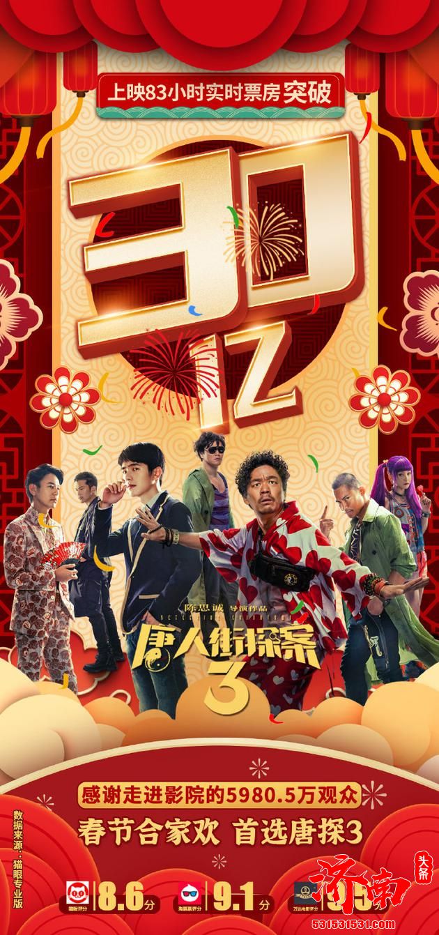 83小时！《唐探3》成中国影史票房最快破30亿电影