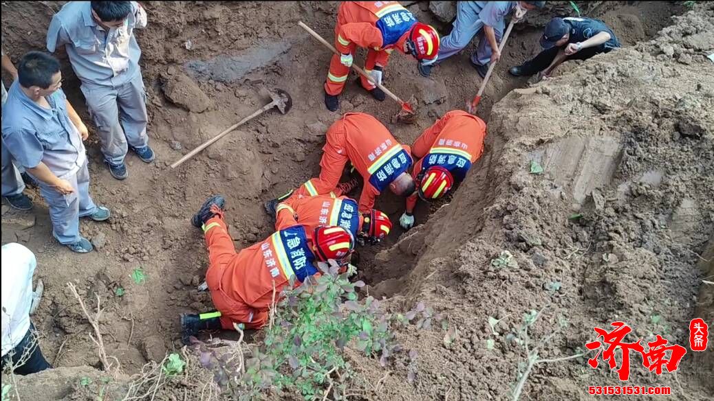 济南市历下区的一处施工工地发生坍塌事故，1名人员被埋 30多分钟被救出