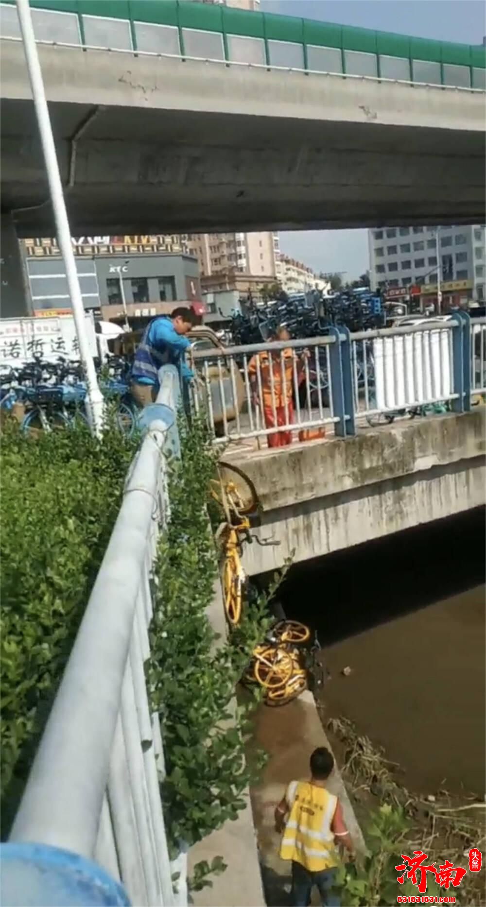 近20辆共享单车扔进河 济南哈啰单车:目前警方已立案